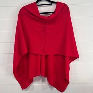Claudia Nichole Red CASHMERE dress Topper poncho scarf Wrap